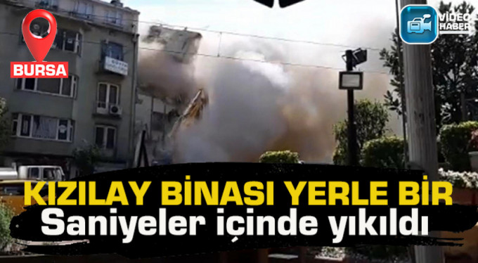Hanlar Bölgesinde dönüşüm! Bursa’da 6 katlı bina böyle yıkıldı
