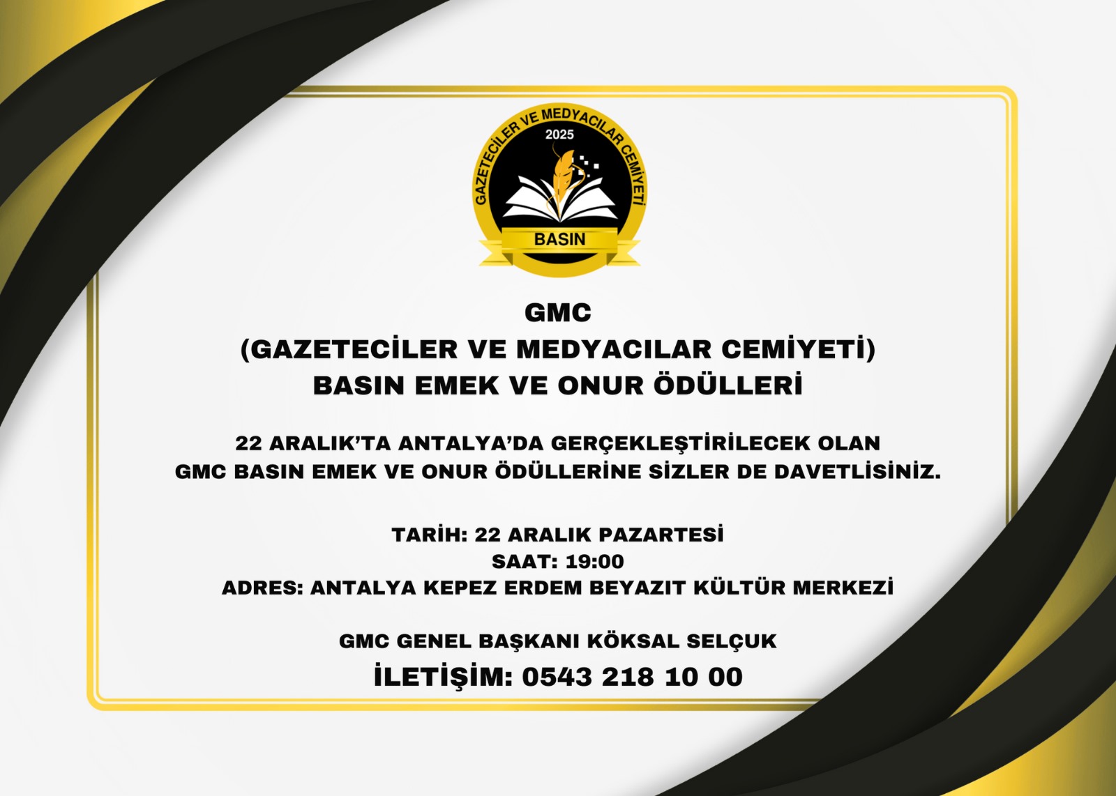 GMC BASIN EMEK VE ONUR ÖDÜLLERİ İLK KEZ ANTALYA’DA!