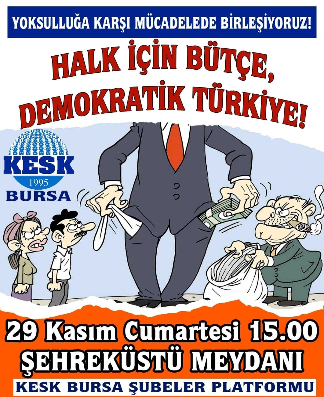 KESK Bursa Şubeleri’nden Bütçe Protestosu: “Yoksulluğa Karşı Birleşiyoruz!”