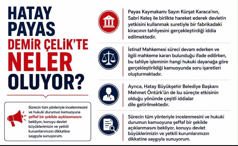 Hatay Payas Demir-Çelik Bölgesinde Tartışmalı Tahliye İddiaları: Sürece İlişkin Cevap Bekleyen Sorular