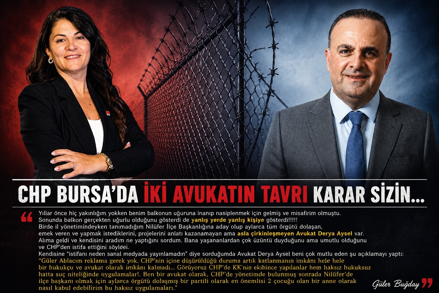 CHP BURSA’DA 2 AVUKATIN TAVRI KARAR SİZİN…