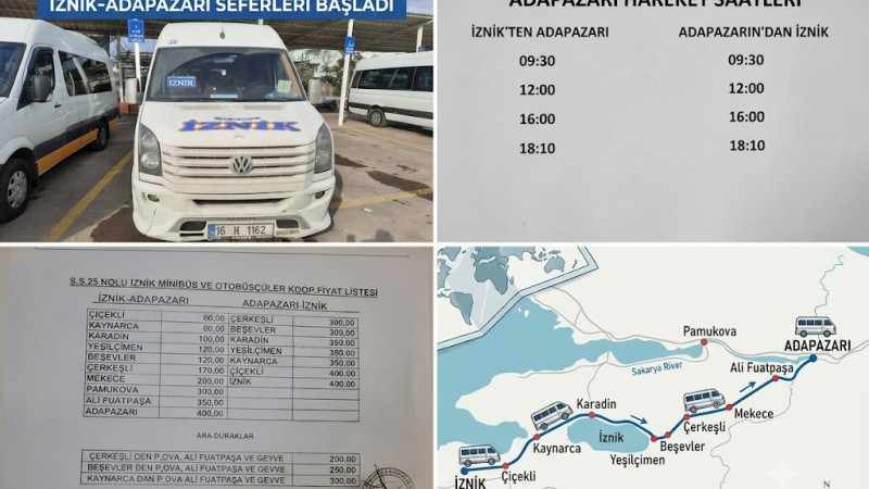 İznik – Adapazarı Minibüs Seferleri Yıllar Sonra Yeniden Başladı! İşte Saatler ve Fiyat Tarifesi