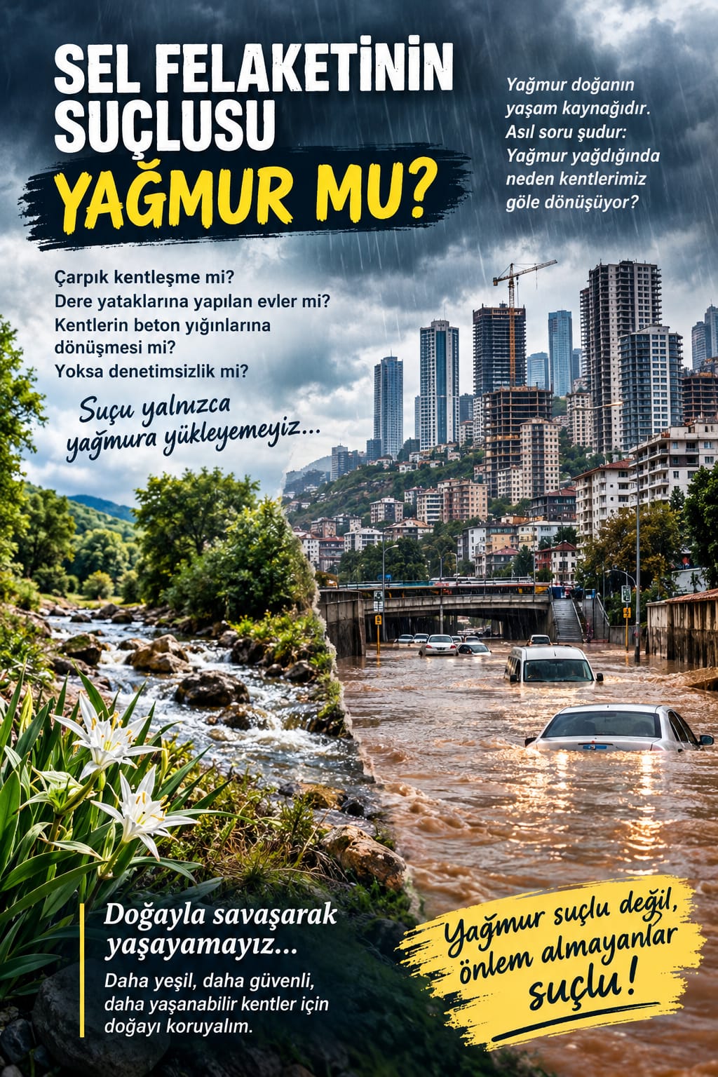 YAĞMUR SUÇLU DEĞİL, BETONLAŞMA SANIK.
